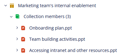 Example of expanded relationships for a document collection on the listing area. Example of expanded relationships for a document collection on the listing area.